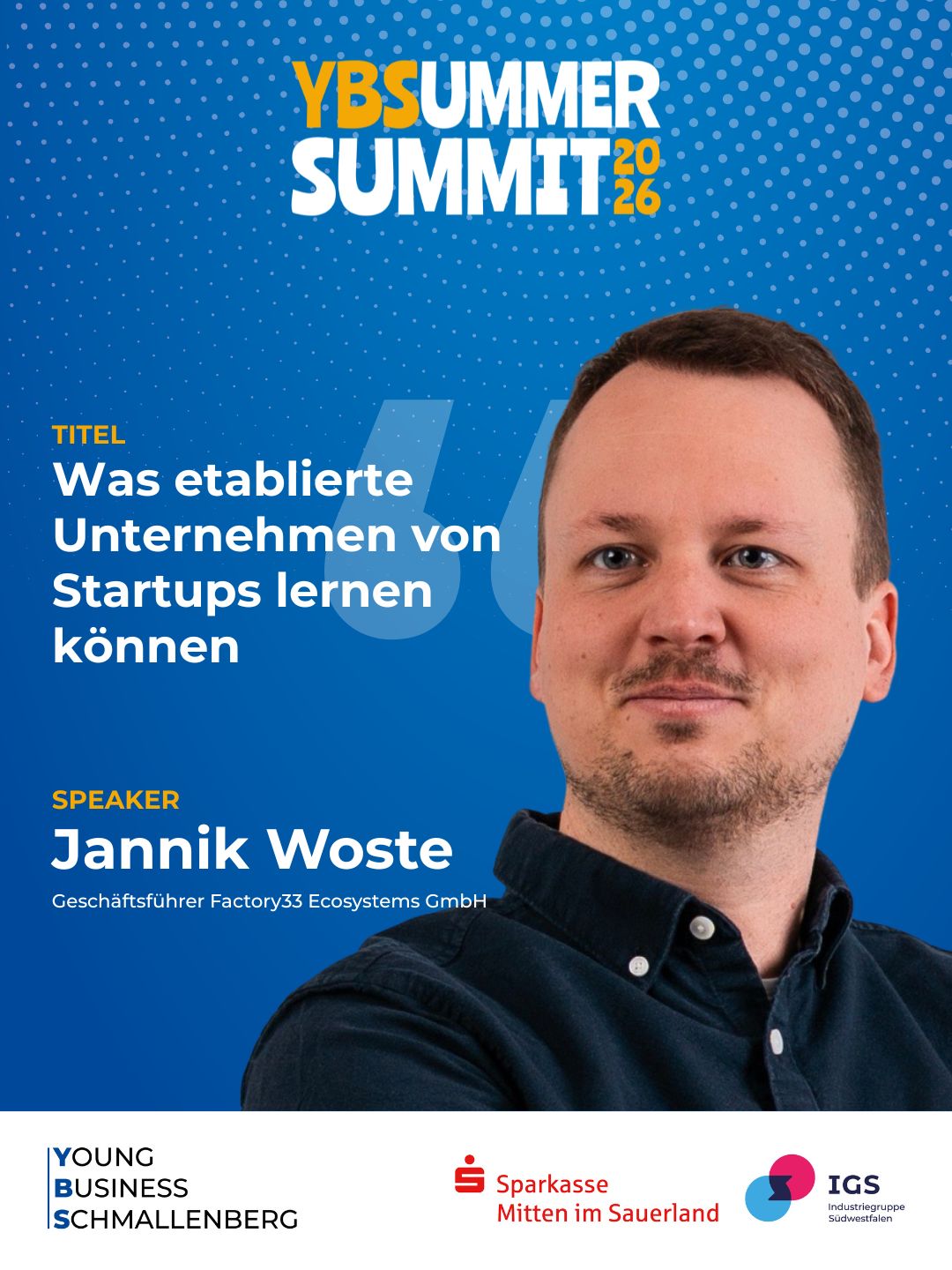 Speaker Jannik Woste – YBS Summer Summit 2026